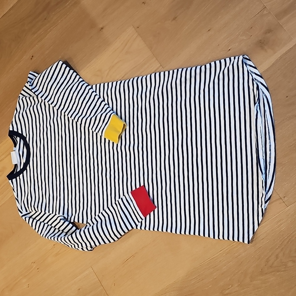 Sleepy Jones Twyla Navy & White Stripe Long Sleeve 100% Cotton Sleepshirt Small - Picture 4 of 7
